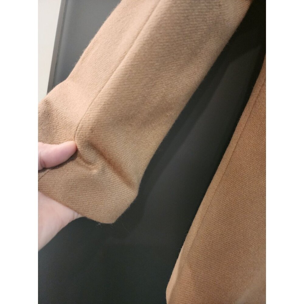 Vintage Blazer 100% Pure Wool Women 16 Sag Harbor Camel 1 Button Shoulder Pads - Picture 10 of 11
